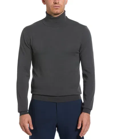 Perry Ellis Men's Solid Tech Knit Turtleneck Sweater In Forged Iron,gray