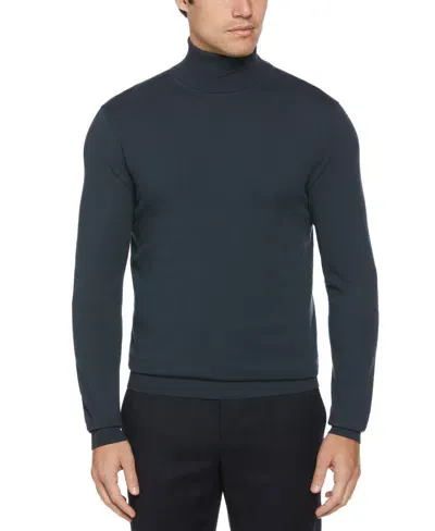 Perry Ellis Men's Solid Tech Knit Turtleneck Sweater In India Ink,blue