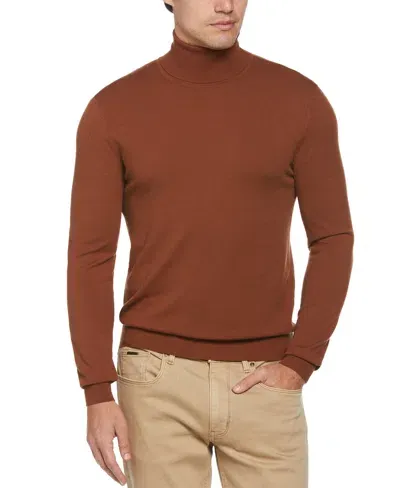 Perry Ellis Men's Solid Tech Knit Turtleneck Sweater In Cambridge Brown