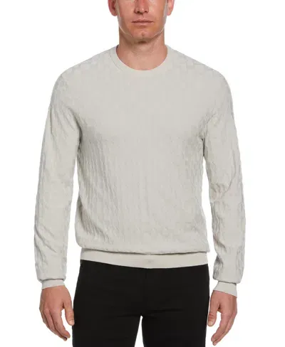 Perry Ellis Men's Tech Regular-fit Textured Geo Crewneck Sweater In Vapor Blue,beige