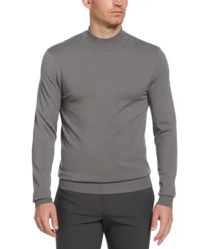 Perry Ellis Men's Tech Knit Mock Neck Pullover Sweater In Steel Gray