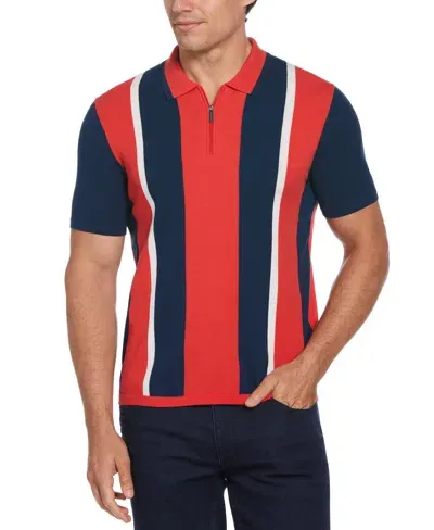 Perry Ellis Men's Tech Knit Multi Stripe Polo In Watermelon,red