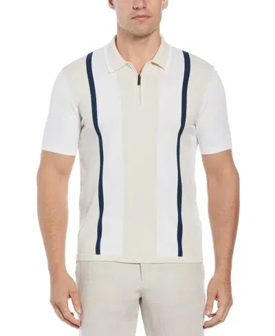 Perry Ellis Men's Tech Knit Multi Stripe Polo In White Pepper,beige