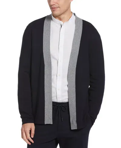 Perry Ellis Men's Tech Knit Open Front Cardigan Sweater In Dark Sapphire,blue