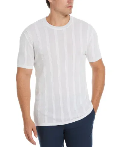 Perry Ellis Men's Tech Knit Striped Crew Neck Shirt In Bright White