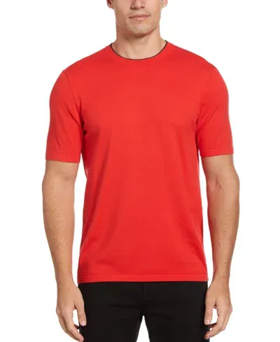 Perry Ellis Men's Tech Knit Sweater T-shirt In Bittersweet,orange