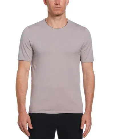 Perry Ellis Men's Short Sleeve Solid Crewneck Sweater In Gull Gray,beige