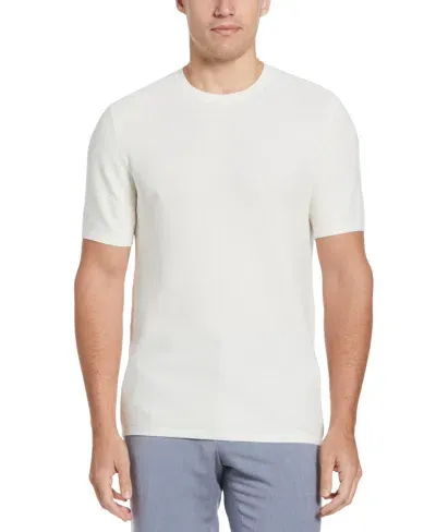 Perry Ellis Men's Tech Knit Vertical Ribbed Sweater T-shirt In Cream,white