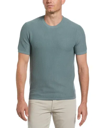 Perry Ellis Men's Tech Knit Vertical Ribbed Sweater T-shirt In Stormy Sea,gray