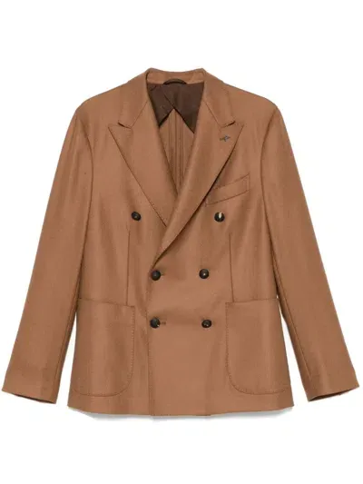 Peserico Double-breasted Blazer In Brown