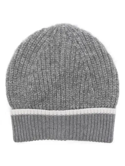 Peserico Speckle-knit Beanie In Gray