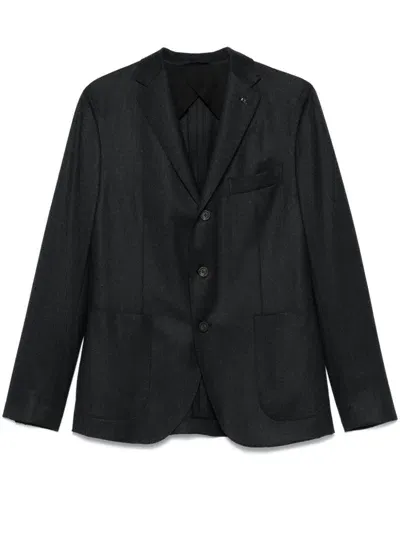 Peserico Virgin Wool Flannel Blazer In Black