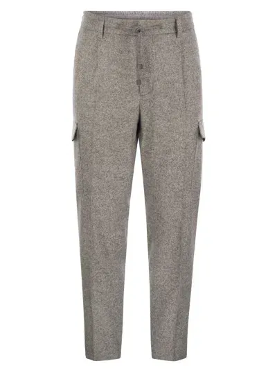 Peserico Wool, Silk And Cashmere Jogger Trousers In Grey