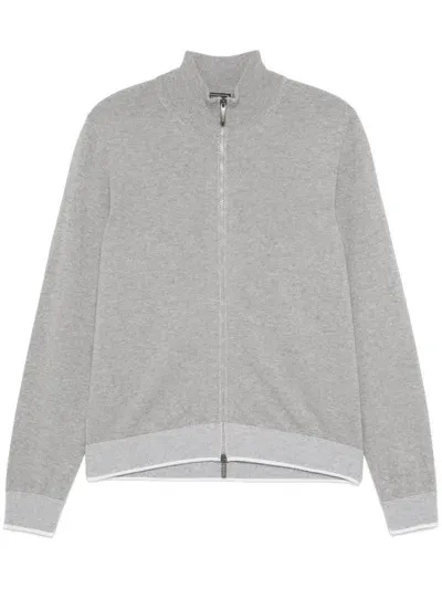 Peserico Zip-up Cardigan In Gray