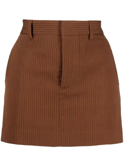 Petar Petrov Stripe-print Thigh-length Skirt In Brown