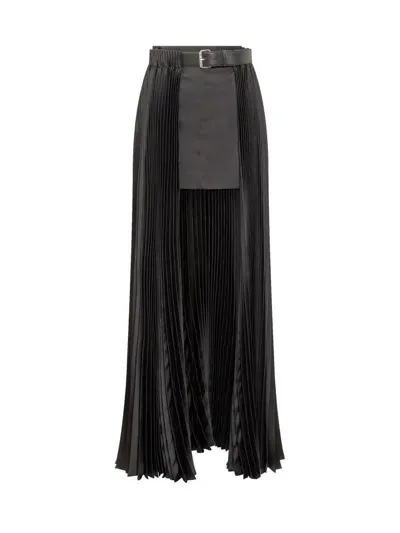 Peter Do Belted Pleated Maxi Skirt In Black