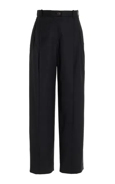 Peter Do Split-front Wool Trousers In Black