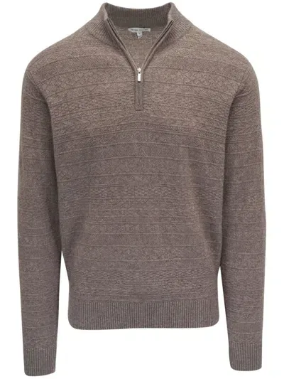 Peter Millar Zip-down Sweatshirt In Brown