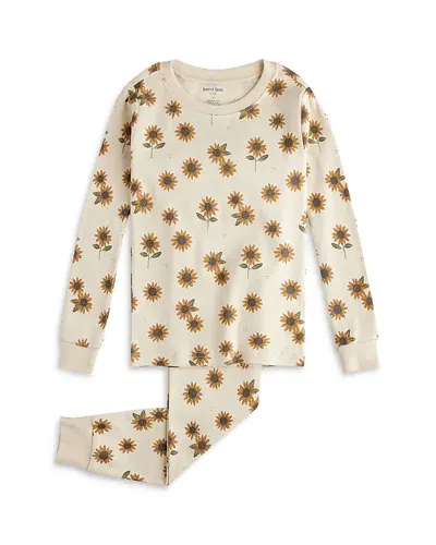 Petit Lem Girls' Sunflower Print Pajama Set - Little Kid In Beige