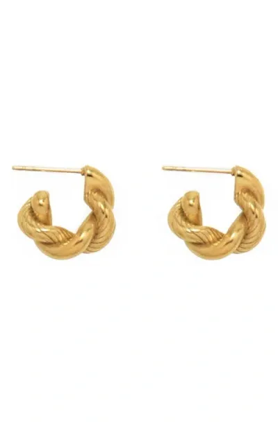 Petit Moments Braided Huggie Hoop Earrings In Gold