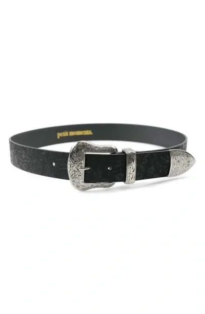 Petit Moments Roswell Debossed Belt In Black