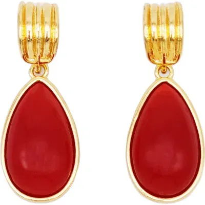 Petit Moments Teardrop Hoop Earrings In Red