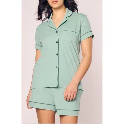 Petite Plume Luxe Pima Cotton Short Pajamas In Green