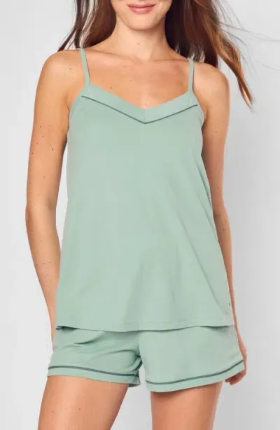 Petite Plume Sylvie Luxe Pima Cotton Short Pajamas In Green