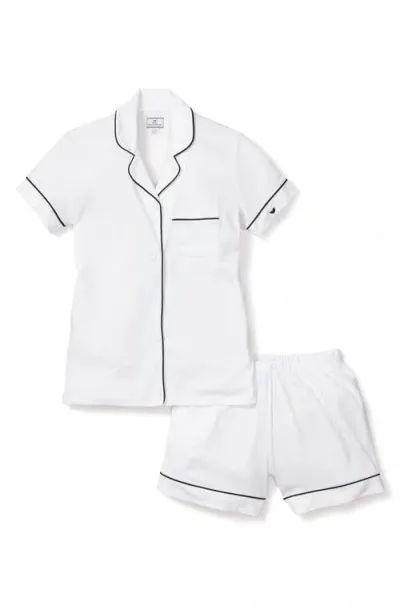 Petite Plume Ticking Stripe Cotton Short Pajamas In White