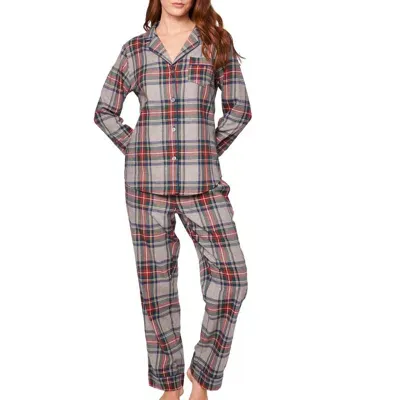 Petite Plume Westminster Tartan Cotton Pajamas In Gray