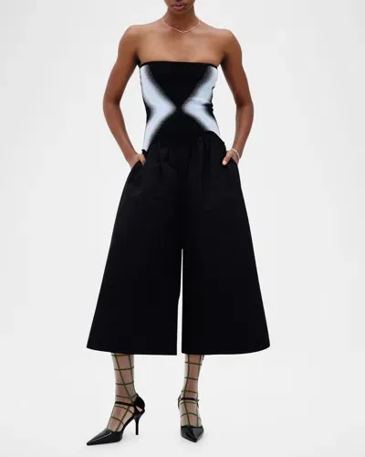 Ph5 Elsa Strapless Mixed Media Jumpsuit In Black