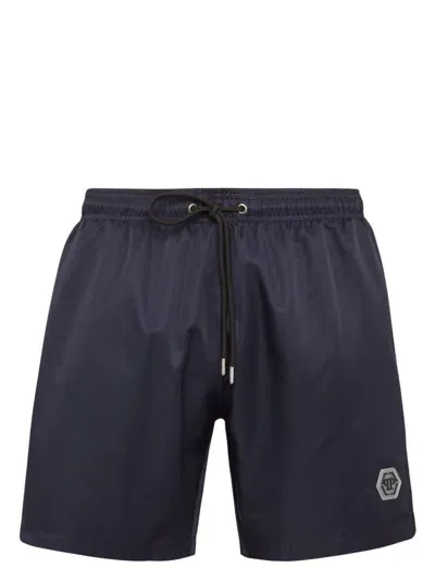 Philipp Plein Short Swim Boxer Hexagon In Blue