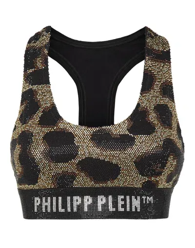 Philipp Plein Leopard-print Cropped Top In Multi