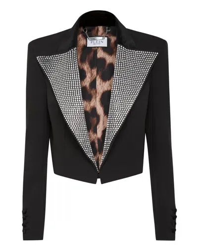 Philipp Plein Cady Crystal-embellished Blazer In Black