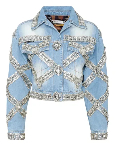 Philipp Plein Cropped Brooch Jacket In Multi