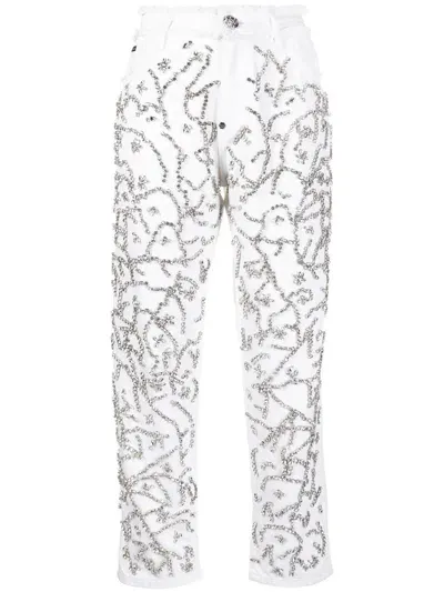 Philipp Plein Crystal-embellished Mom-cut Leg Jeans In Multi