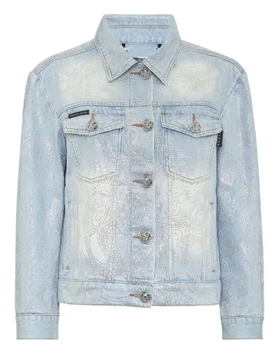 Philipp Plein Teddy Bear-appliqué Denim Jacket In Multi