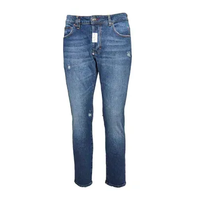 Philipp Plein Distressed Skinny Fit Jeans In Blue