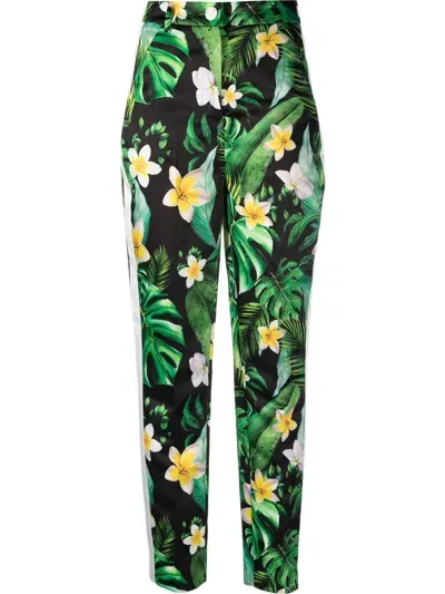 Philipp Plein Hawaii-print High-waisted Trousers In Black