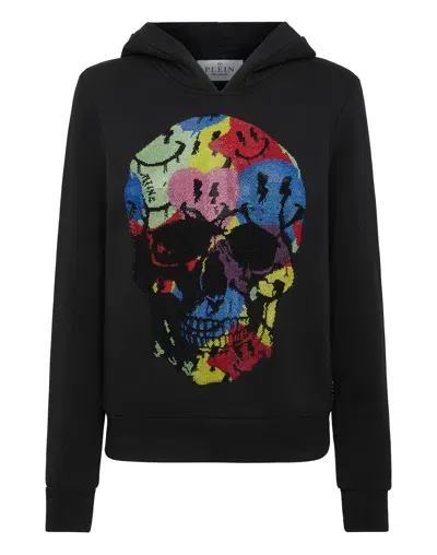 Philipp Plein Smile Rhinestone-embellished Hoodie In Black