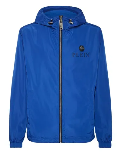 Philipp Plein Hexagon Hooded Jacket In Blue