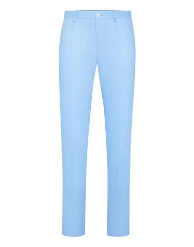 Philipp Plein Linen Tailored Trousers In Blue