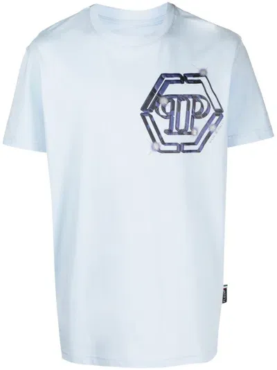 Philipp Plein Logo-print Cotton T-shirt In Blue