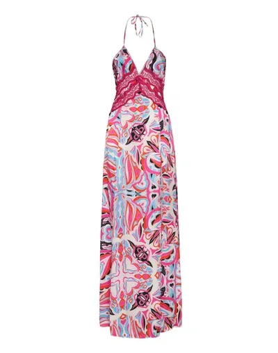 Philipp Plein Abstract-print V-neck Maxi Dress In Multi