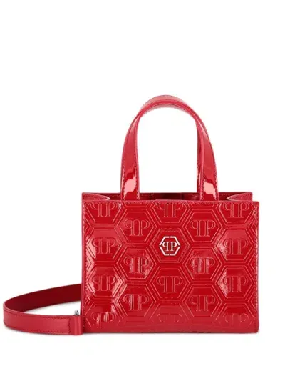 Philipp Plein Monogram Patent Tote Bag In Red