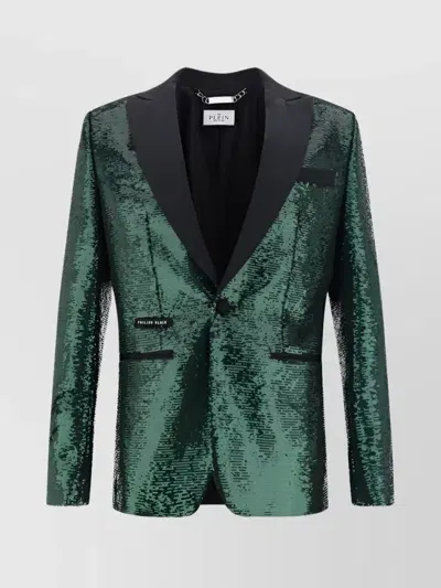 Philipp Plein Sequin-design Single-breasted Blazer In Green