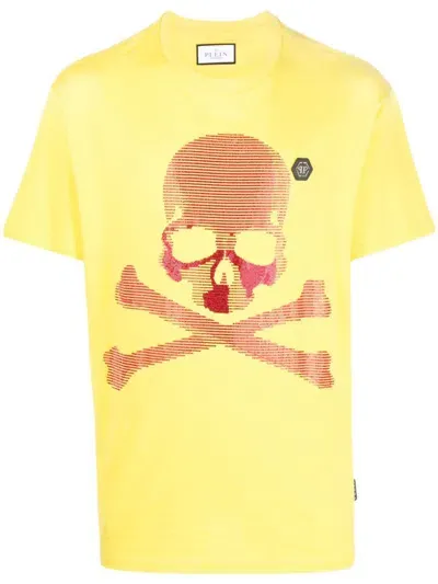 Philipp Plein Skull-print Short-sleeve T-shirt In Yellow