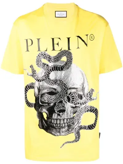 Philipp Plein Snake-print Short-sleeve T-shirt In Yellow