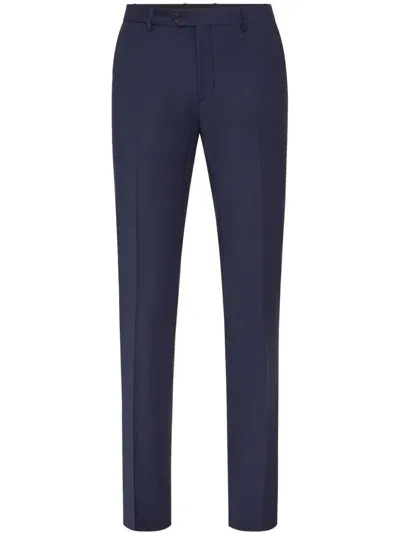 Philipp Plein Straight-leg Wool-blend Trousers In Blue