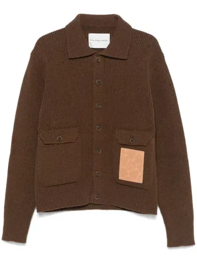 Philippe Model Paris Polo-collar Cardigan In Brown